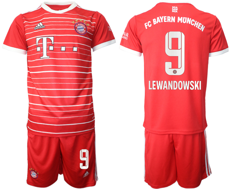 Cheap Men 2022-2023 Club Bayern Munich home Red 9 Adidas Soccer Jersey